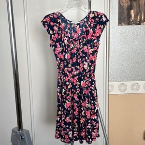 Blue Dress w/ Pink Floral Pattern